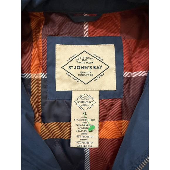 St Johns Bay Jacket Mens XL Blue Water Repellent Lightweight Lined Classic Coat - Picture 4 of 10
